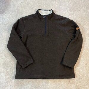 Orvis Men's Brown Textured Fleece Lined Quarter Zip - Size XL